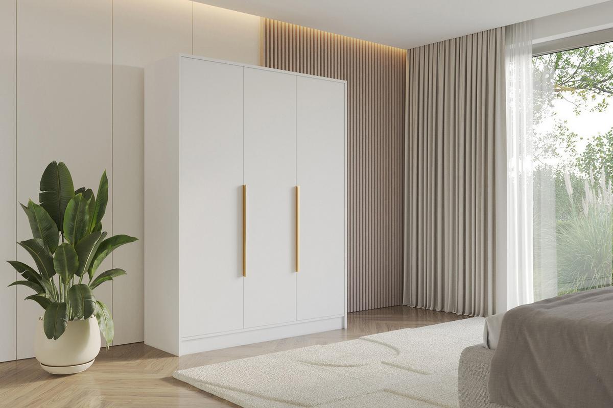 KLEIDERSCHRANK - PORTO - 150 - Weiß - Goldfarben/Weiß, Holzwerkstoff (150/200/51cm) - ALTDECOR