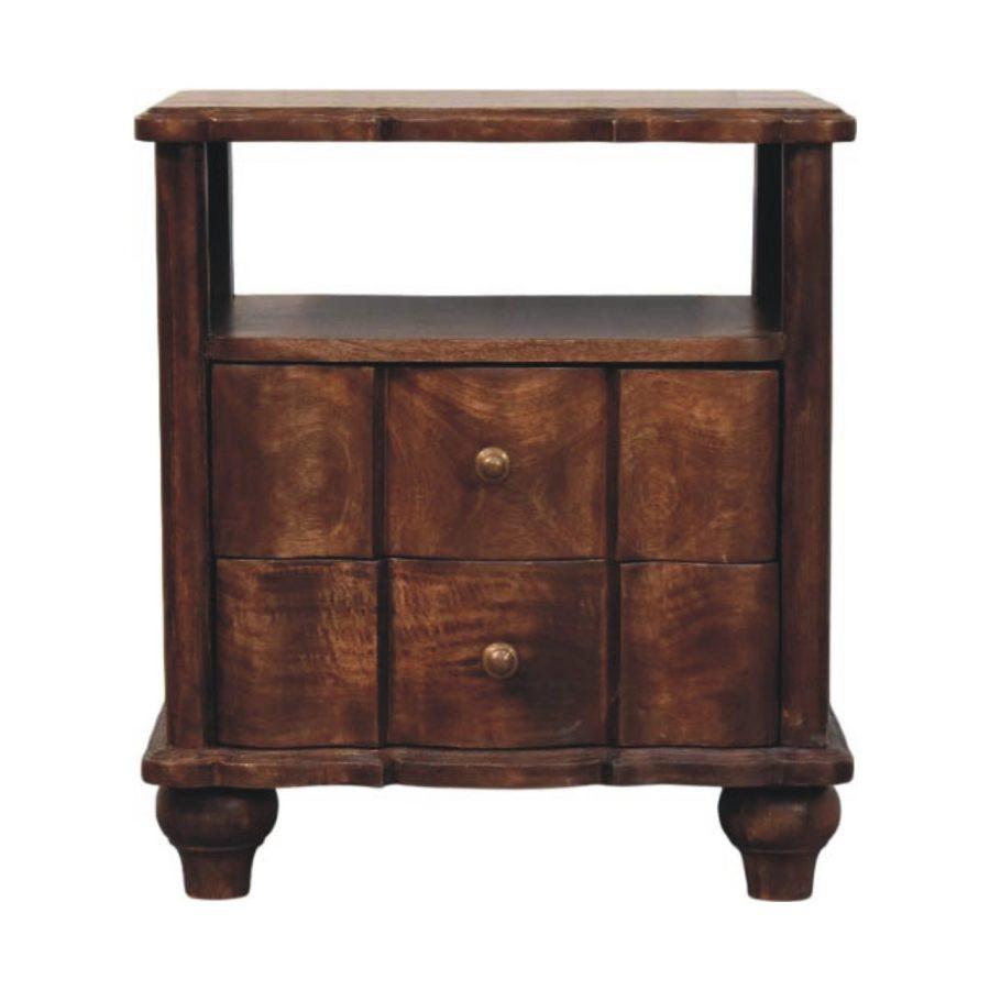 NACHTKASTEN 2 Schubladen und Offenes Regal, Dunkelbraun - Dunkelbraun/Messingfarben, Holz/Metall (55/63/40cm) - Artisan Furniture