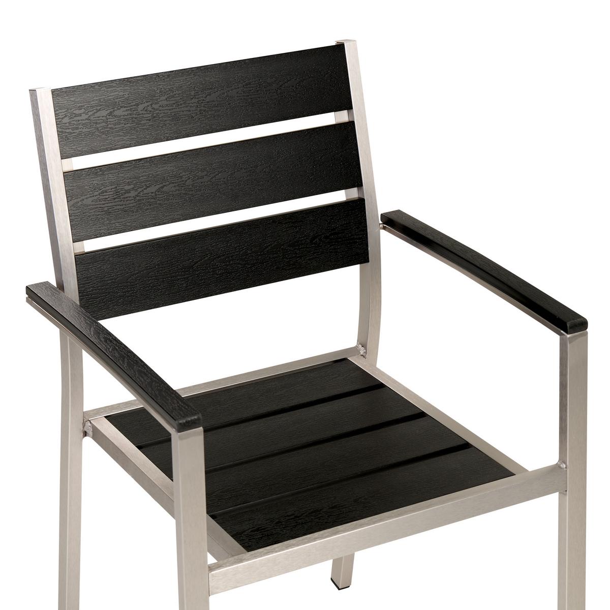GARTENSTUHL 6er-Set Kunstholz schwarz Vernio - Schwarz, Kunststoff (54/88/57cm) - Beliani