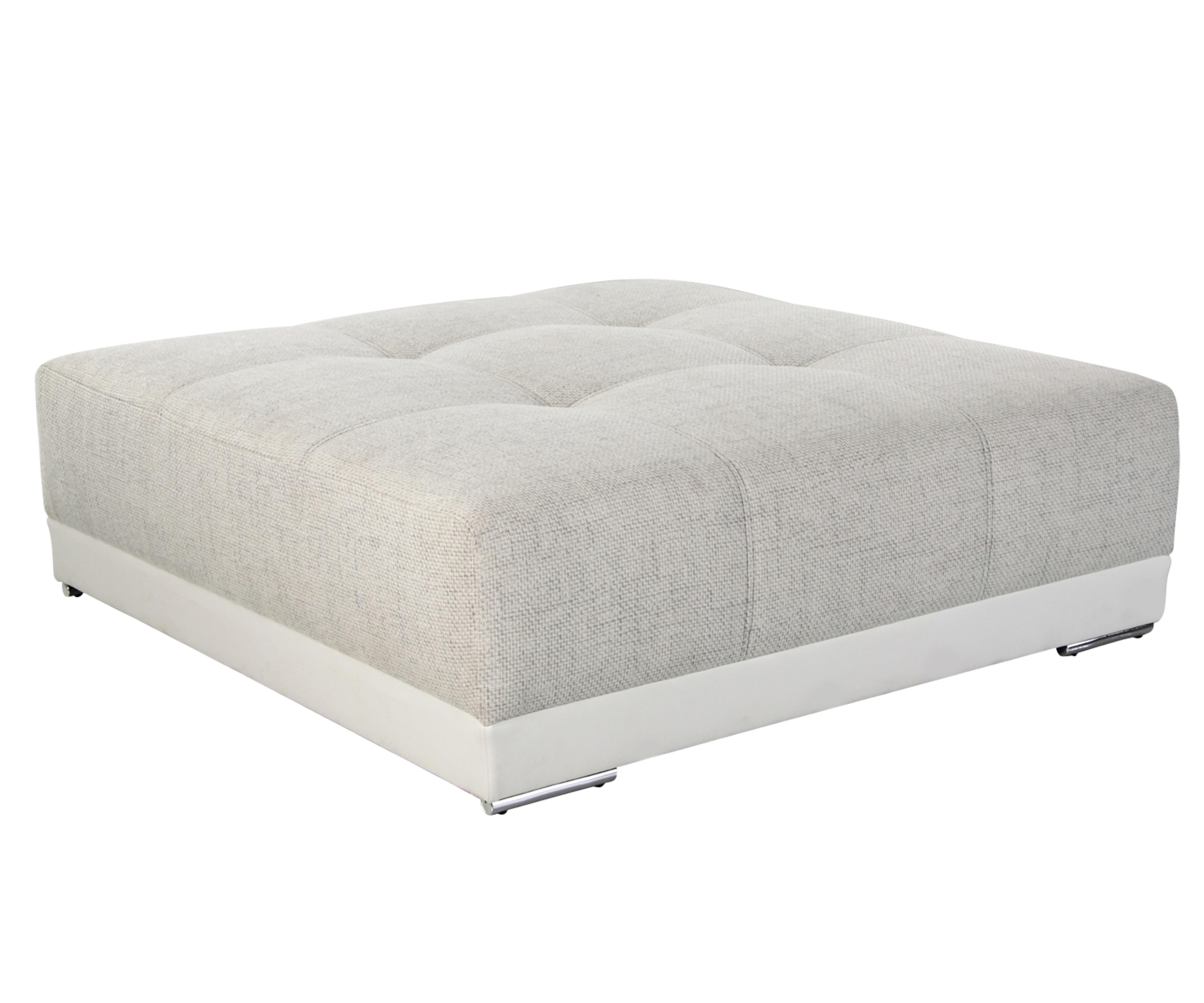 POLSTERHOCKER XXL Federkern B120/T120/H39 cm (passend zum BIG-SOFA) Kunstleder Weiß+Strukturstoff Grau Beige / 15138 - Chromfarben/Greige, Kunststoff/Textil (120/39/120cm) - luma-home
