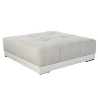 POLSTERHOCKER XXL Federkern B120/T120/H39 cm (passend zum BIG-SOFA) Kunstleder Weiß+Strukturstoff Grau Beige / 15138 - Chromfarben/Greige, Kunststoff/Textil (120/39/120cm) - luma-home