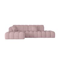 ECKSOFA mit Schlaffunktion Ottomane Links OLEA-L2 321x164x75 Rosa Cord - Schwarz/Rosa, Holzwerkstoff/Kunststoff (321/164cm) - ALTDECOR