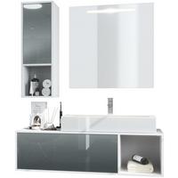 BADMÖBELSET La Costa Fronten in Grau Hochglanz - Grau, Holzwerkstoff (126.5/190/46cm) - Vladon