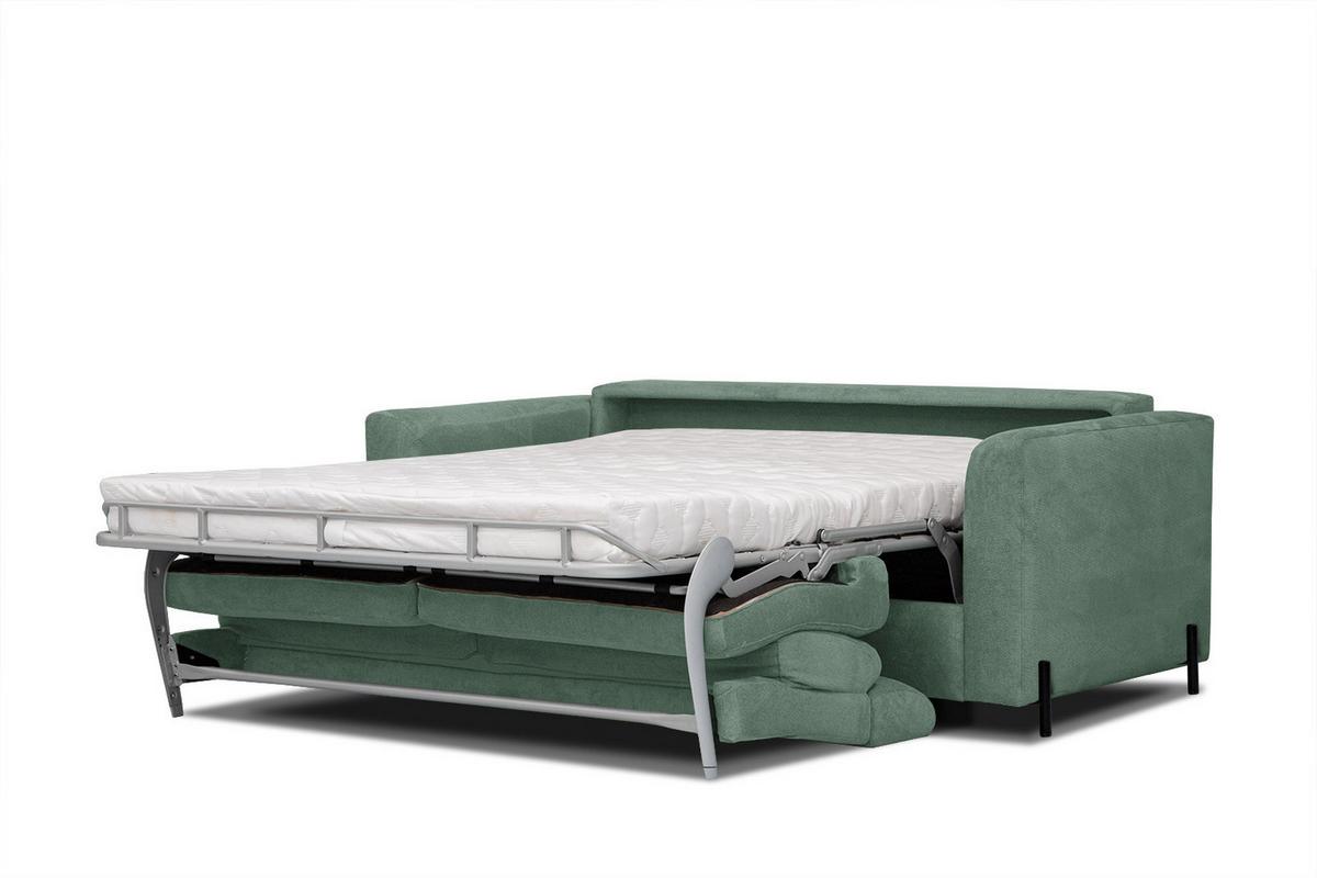 SOFA MEZO 3-Sitzer mit Schlaffunktion, grün - Schwarz/Grün, Holz/Textil (232/90/107cm) - Wozimo