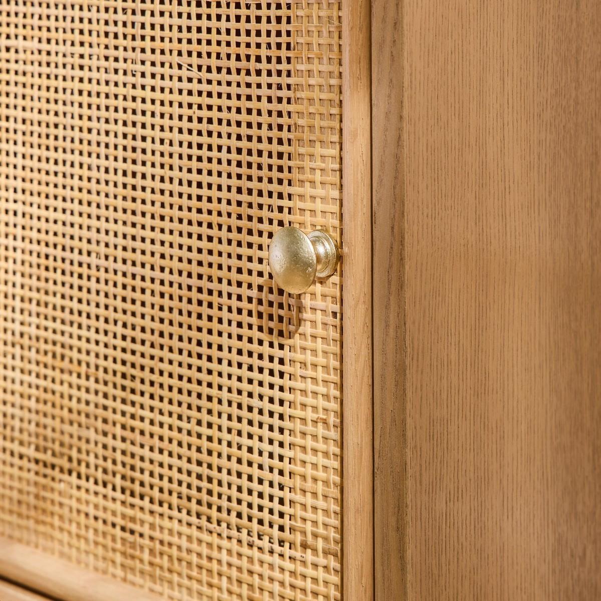 NACHTTISCH mit natürlichem Rattangeflecht - Apfelbaumfarben, Holzwerkstoff (36.5/71/42cm) - Calicosy
