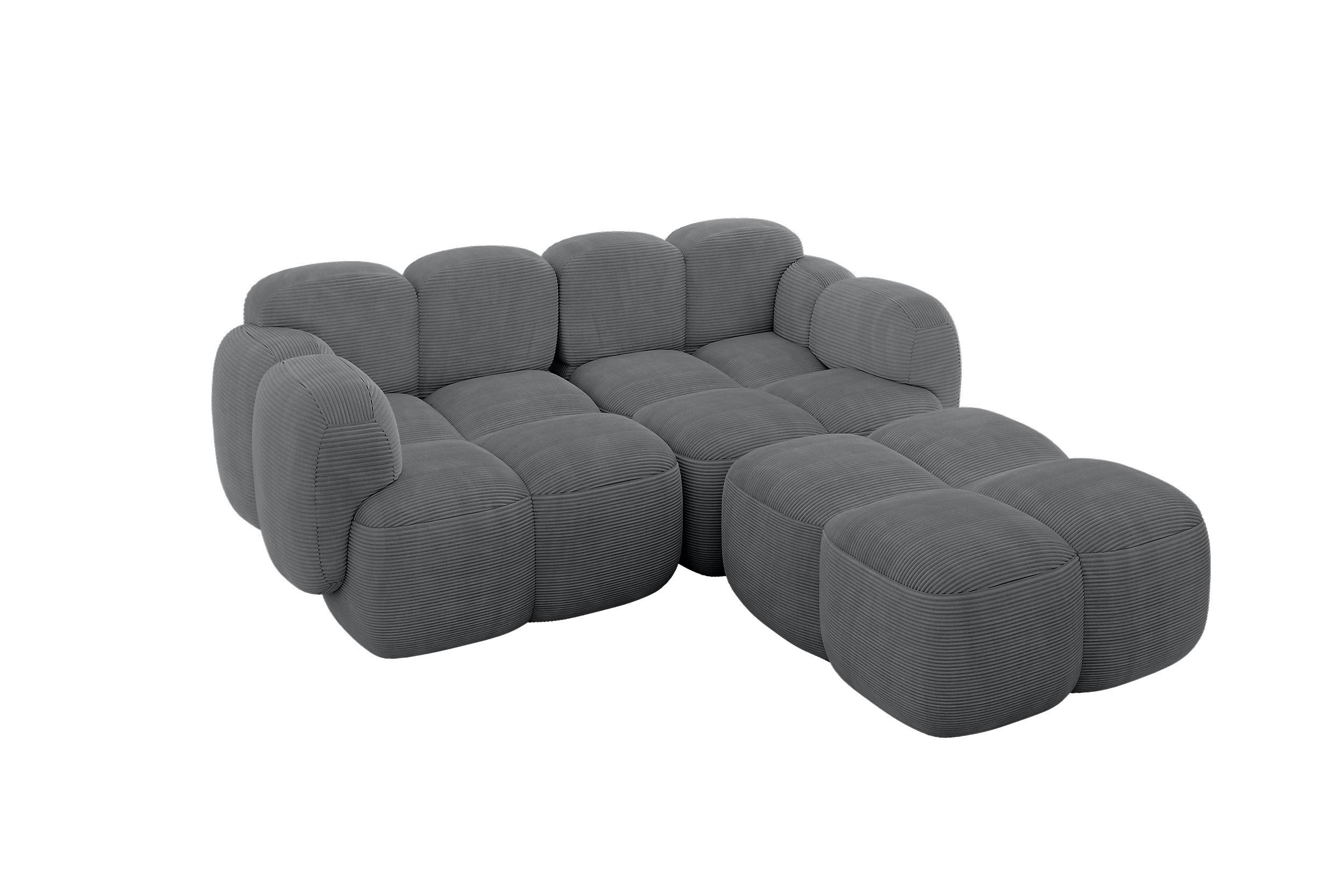 ECKSOFA modulares Sofa Rechts Miko-L1 214x205x75 Dunkelgrau Cord - Graphitfarben/Schwarz, Holzwerkstoff/Kunststoff (214/205cm) - ALTDECOR