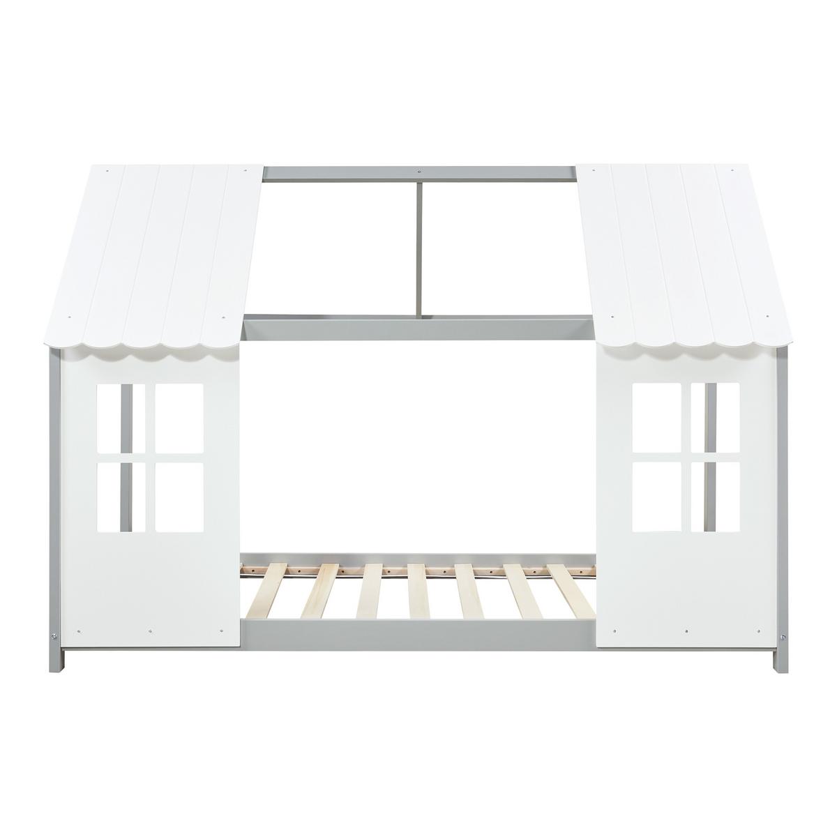 HAUSBETT Tostedt - Weiß/Grau, Holz/Holzwerkstoff (90/200cm) - [en.casa]