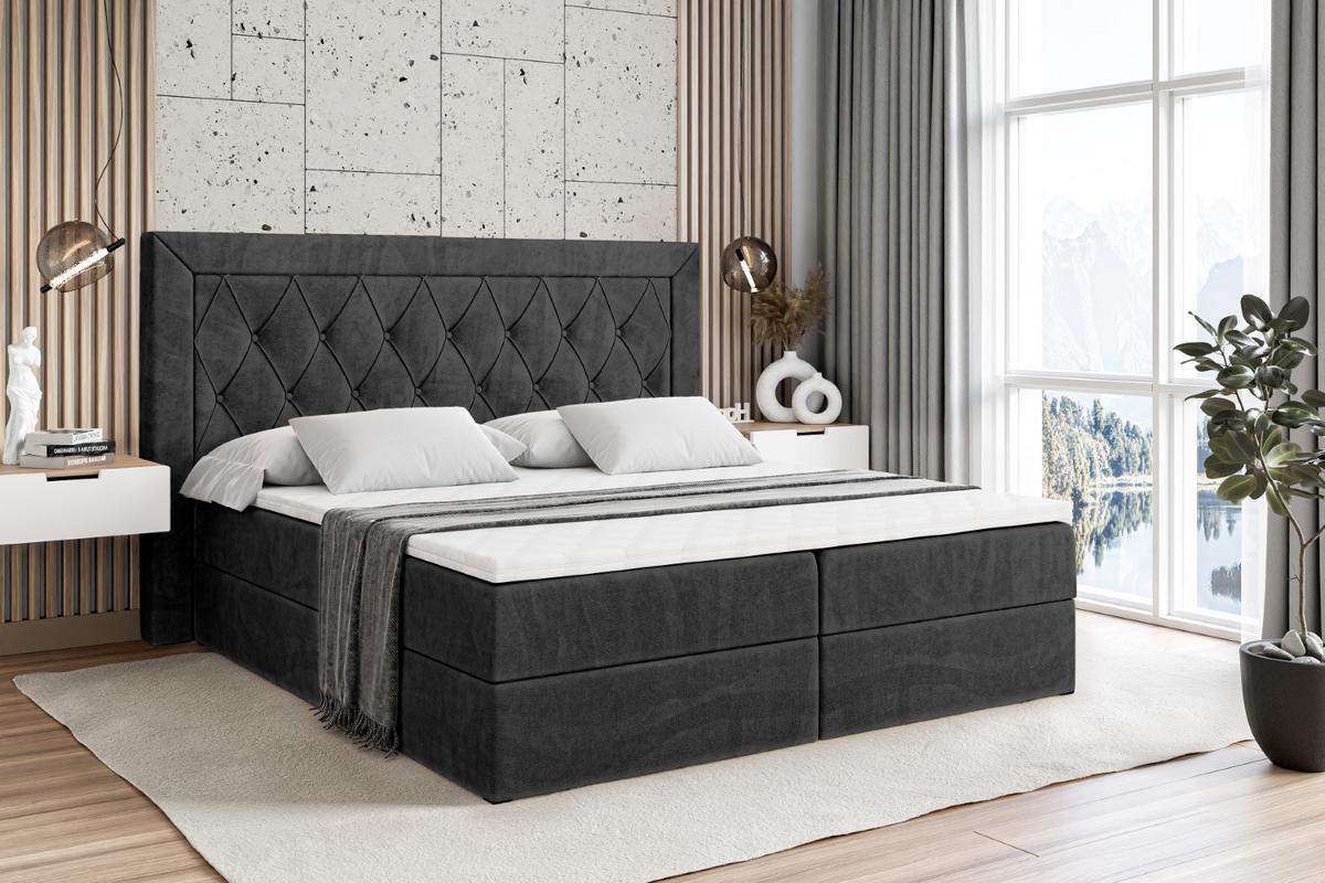 BOXBETT mit H3-Matratze und Lattenrost - NOEL - 140x200 Schwarz - Schwarz, Holzwerkstoff (140/200cm) - ALTDECOR