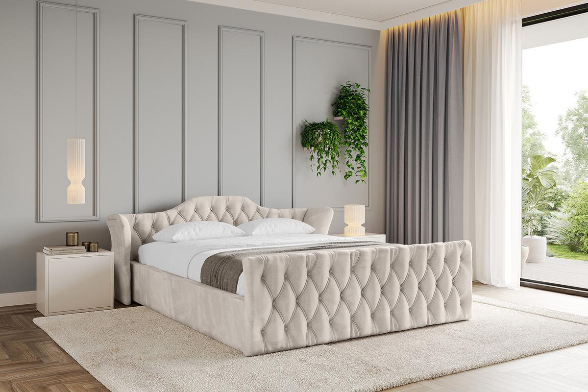 POLSTERBETT mit Bettkasten, Fußteil und Lattenrost, Boxbett ohne Matratze - ZORAN-Z-V1 120x200 Beige - Beige, Holzwerkstoff/Textil (120/200cm) - ALTDECOR