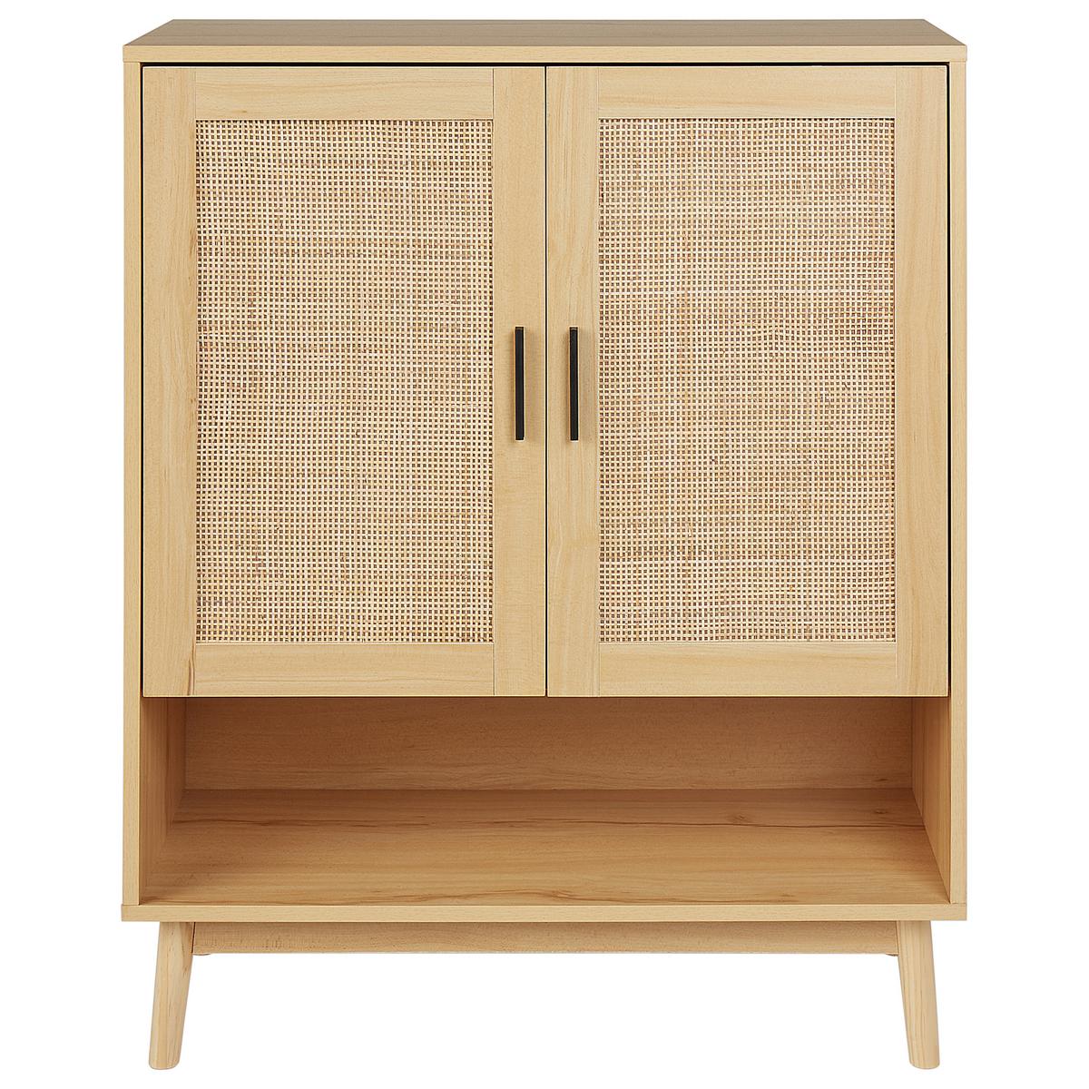 SCHUHSCHRANK Rattan Hellbraun Perote - Hellbraun, Naturmaterialen (80/97/35cm) - Beliani