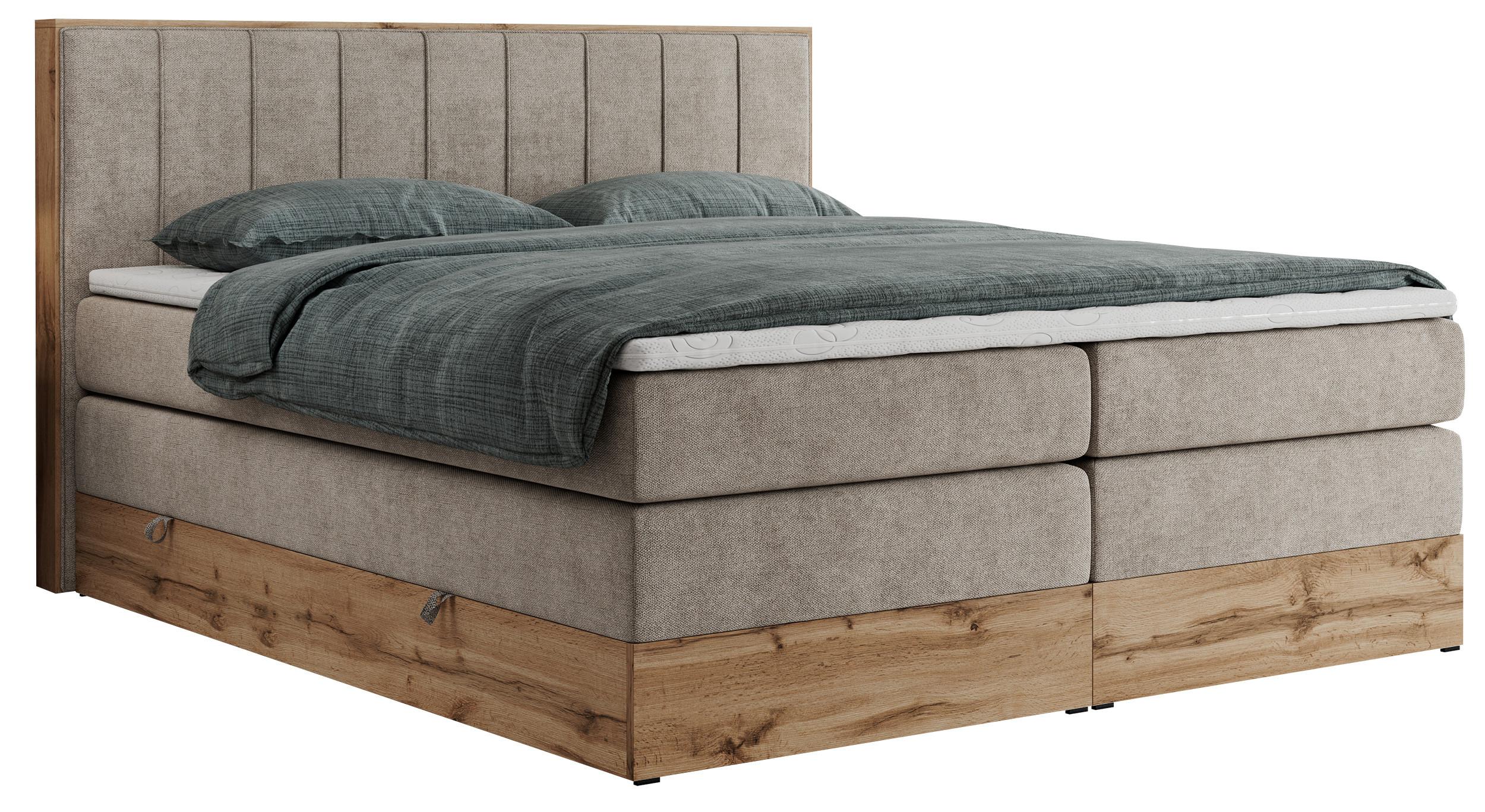 BOXSPRINGBETT BELLISSIMO KING 180/200 Beige Struktur - H3 - Beige, Holz/Textil (180/200cm) - MKS