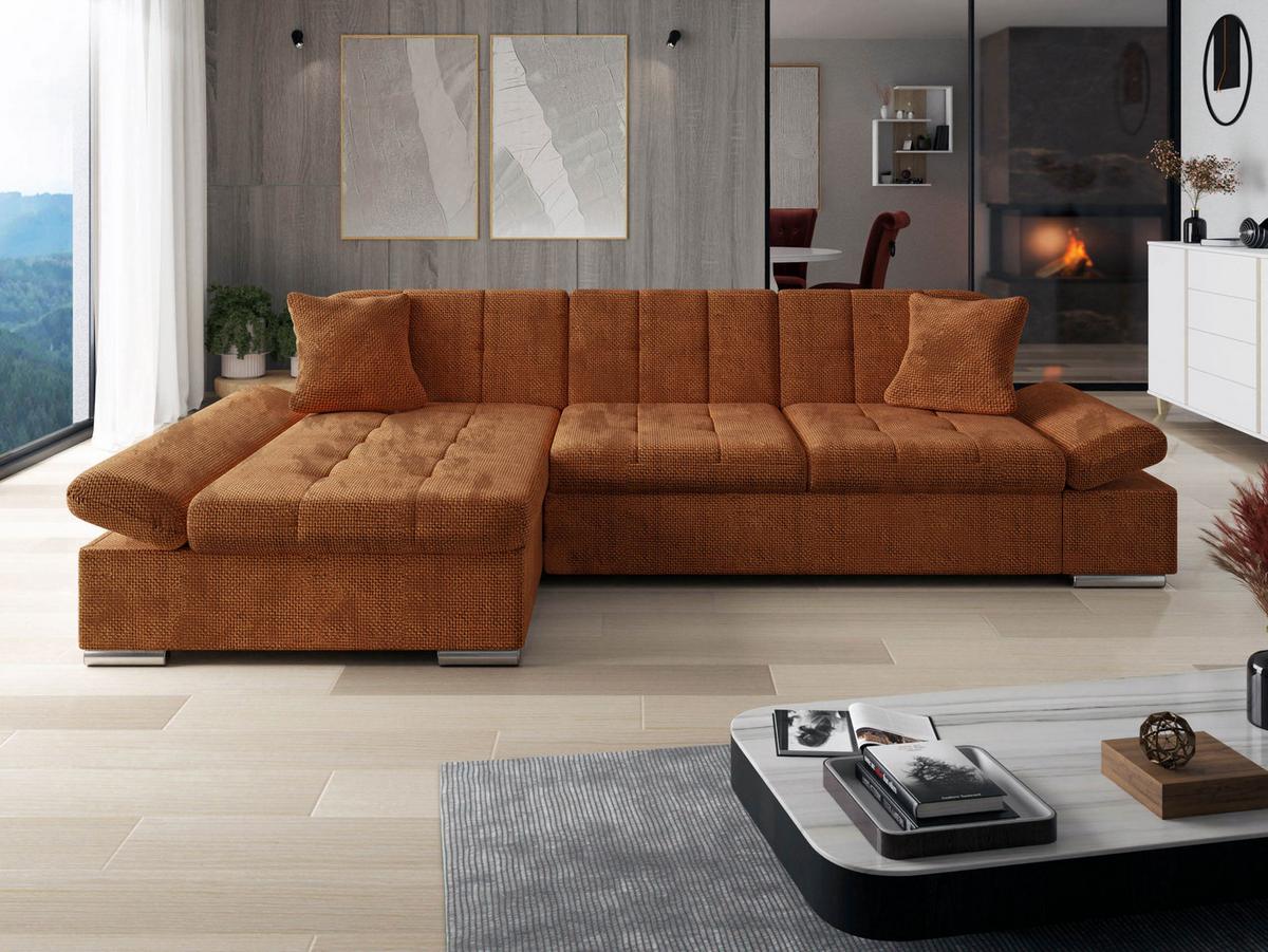 ECKSOFA Montana, Seite: Links - Dunkelorange, Holz/Textil (278/161cm) - MIRJAN24