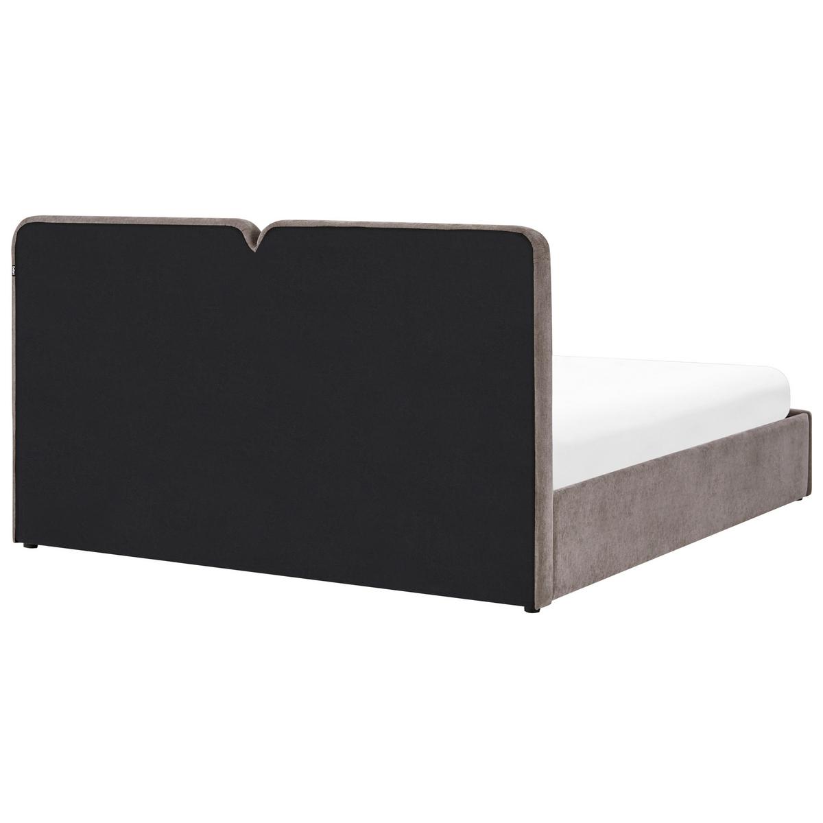 BETT mit Stauraum 180/200 cm Chenillegewebe Taupe Arbois - Taupe, Textil (180/200cm) - Beliani