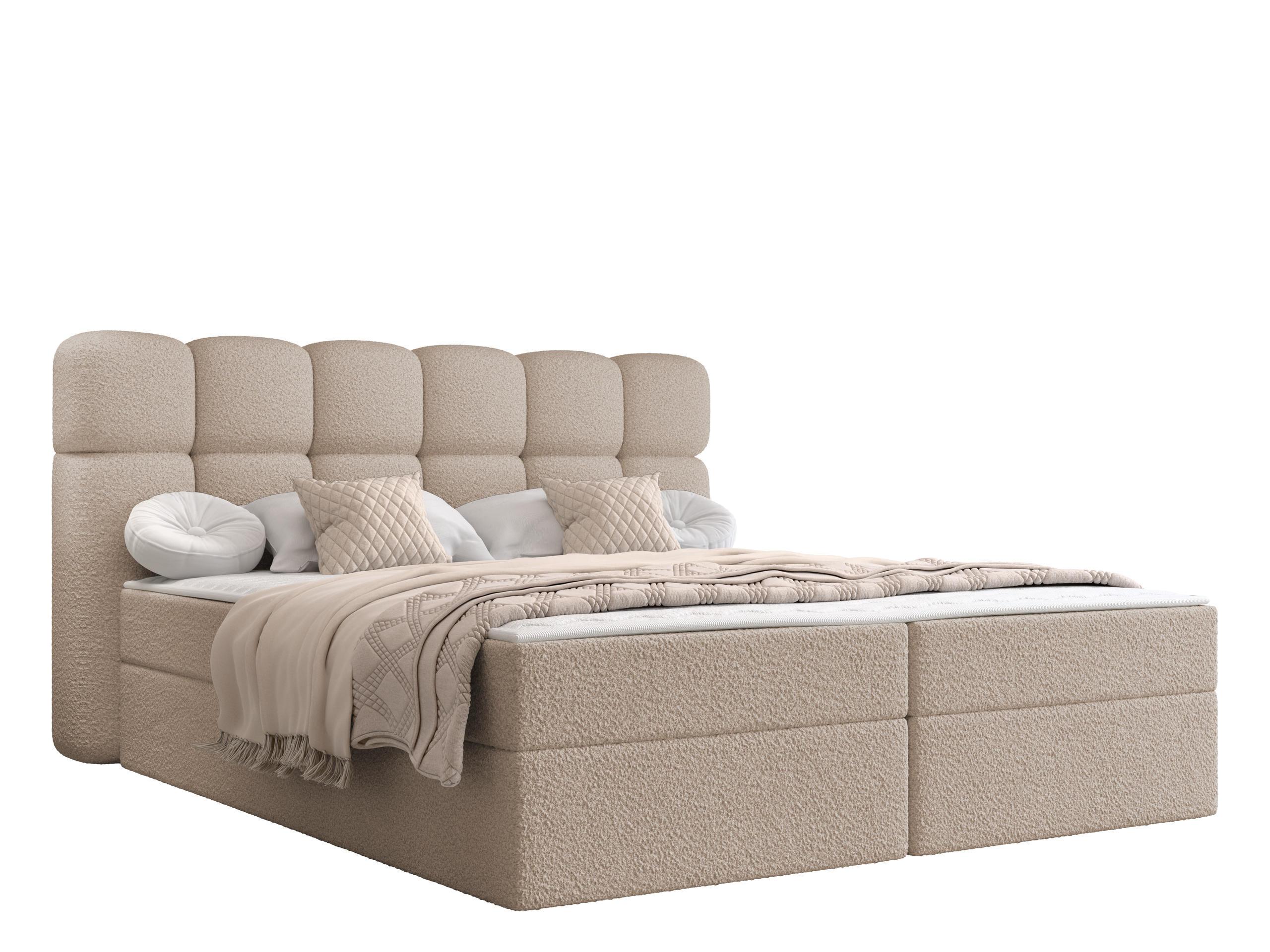 BOXBETT Softi 2 Boucle - H3 - Beige/Schwarz, Holz/Holzwerkstoff (180/200cm) - MIRJAN24