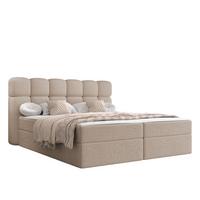 BOXBETT Softi 2 Boucle - H3 - Beige/Schwarz, Holz/Holzwerkstoff (140/200cm) - MIRJAN24