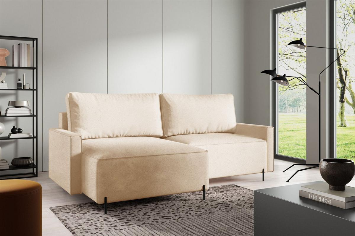 ECKSOFA Braga Mit Schlaffunktion - Creme, Holzwerkstoff/Textil (229/148cm) - Fun Möbel