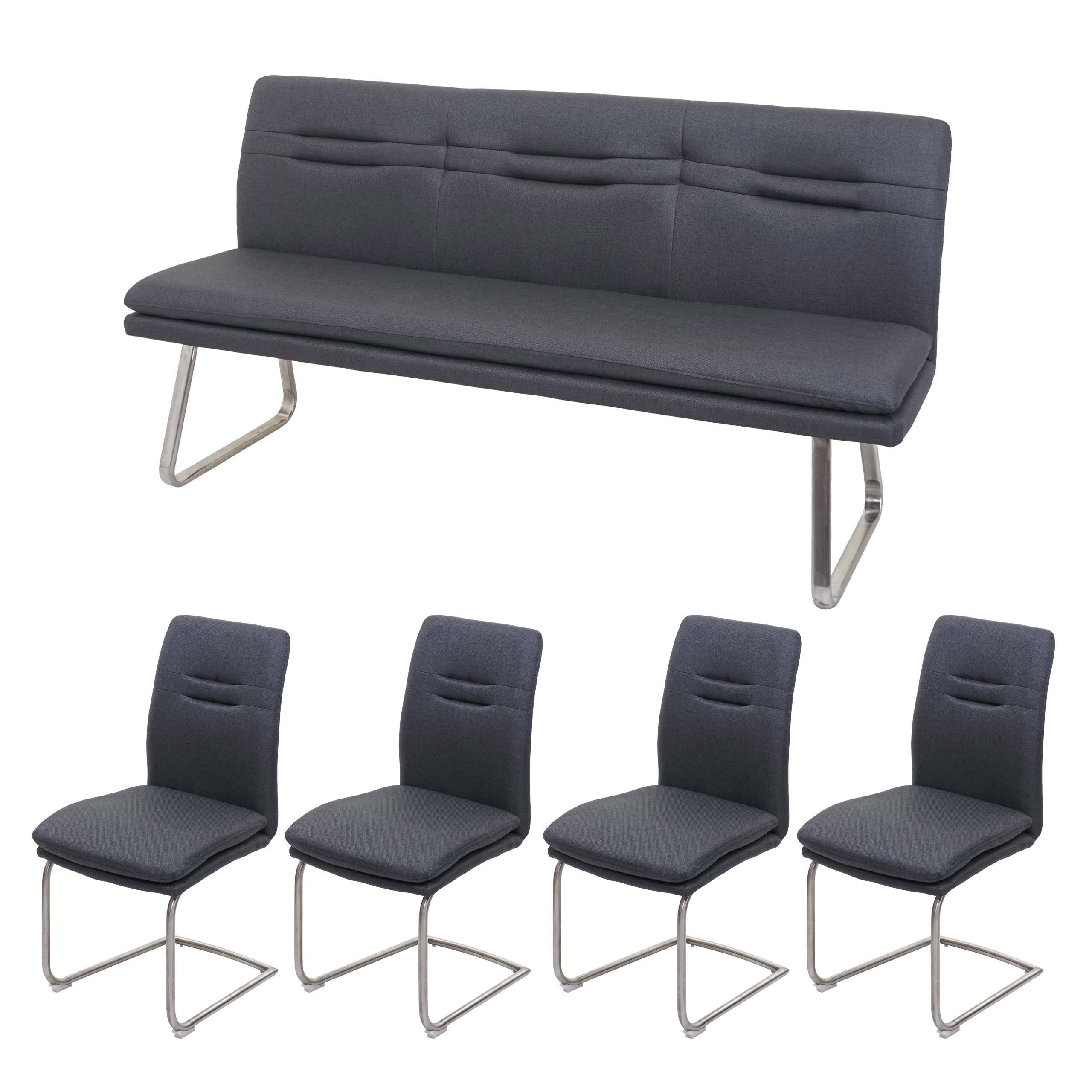 ESSZIMMER-SET Anthrazit 5er-Set - Blaugrau, Textil (180/92/58cm) - MCW