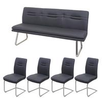 ESSZIMMER-SET Anthrazit 5er-Set - Blaugrau, Textil (180/92/58cm) - MCW