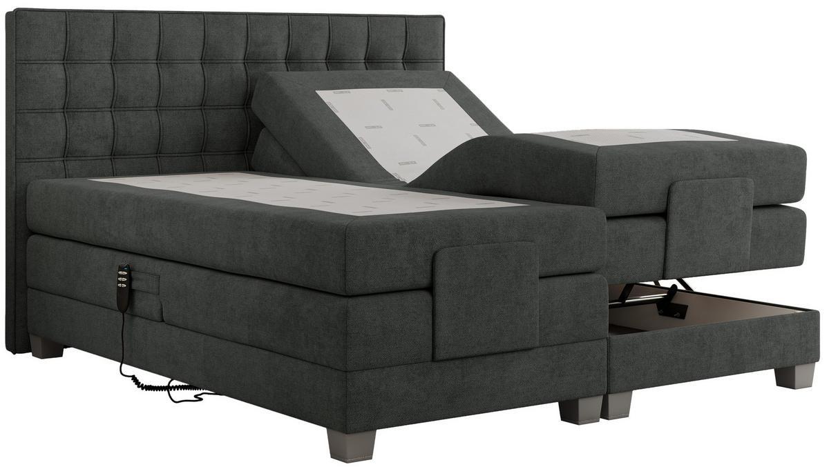 BOXBETT ELEKTRO 140/200 Dunkelgrau Struktur - H4 - Dunkelgrau, Holz/Textil (140/200cm) - MKS