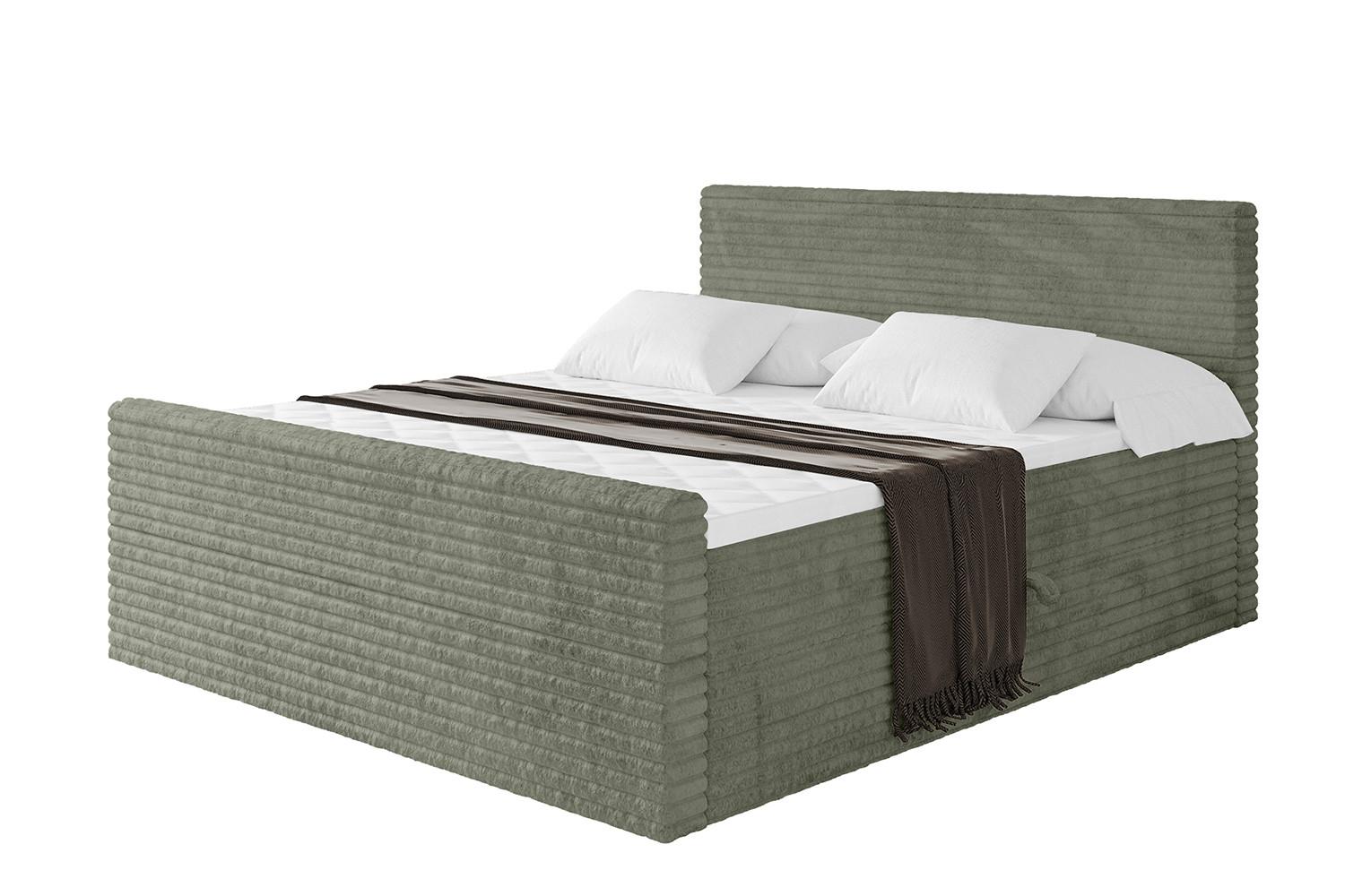 BOXBETT mit Matratze H4 und Lattenrost - TOLO-Z-v1 - 160x200 Cord - Olive - Olivgrün, Holzwerkstoff (160/200cm)