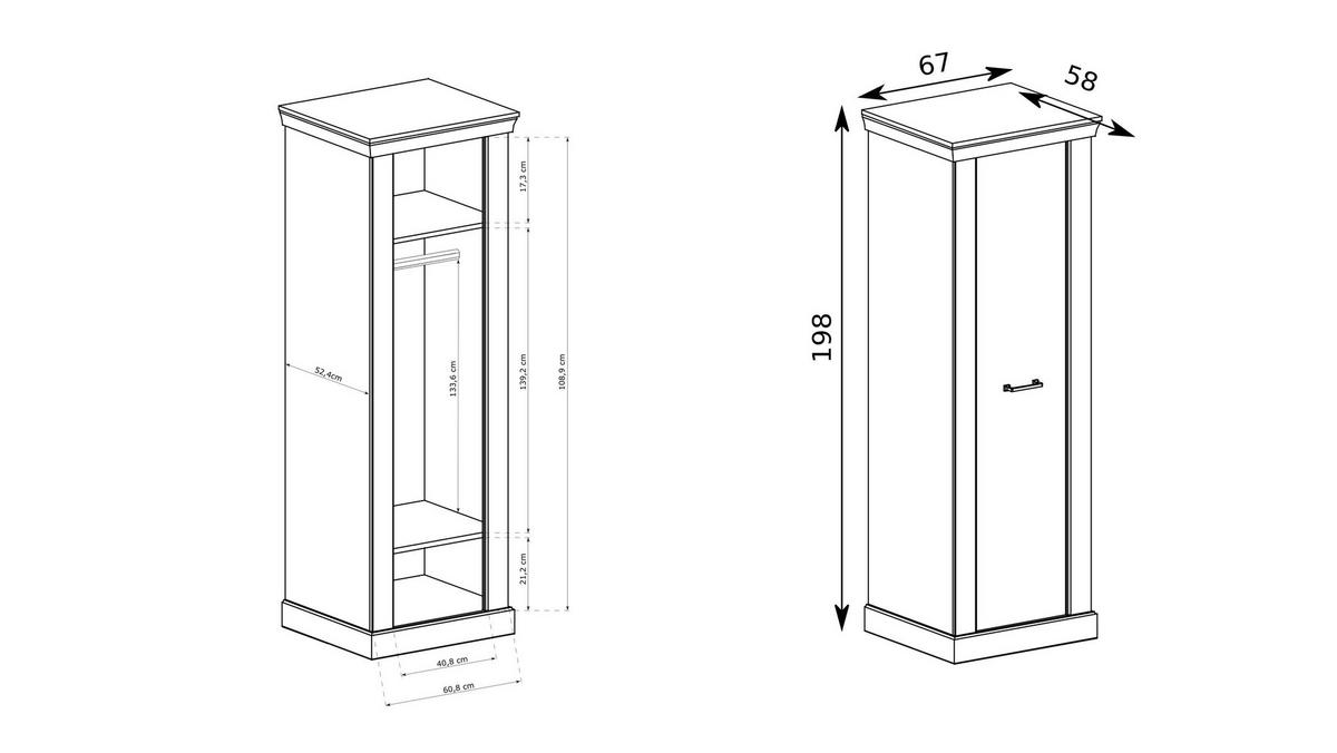 DREHTÜRENSCHRANK DESIO 67/198/58 cm 1-türig Eichefarben - Eichefarben, Holzwerkstoff (67/198/58cm) - MASSENO