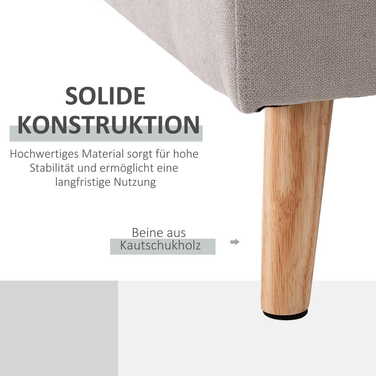 ECKSOFA Eckcouch in L-Form, Eckgarnitur in Leinenoptik Couchgarnitur Hellgrau - Hellgrau/Naturfarben, Holz/Textil (136/193cm) - HOMCOM