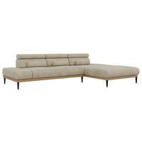 ECKSOFA PAVERO L - Beige Velvet - Rechts Seite - Beige/Schwarz, Textil/Metall (316/205cm) - MKS