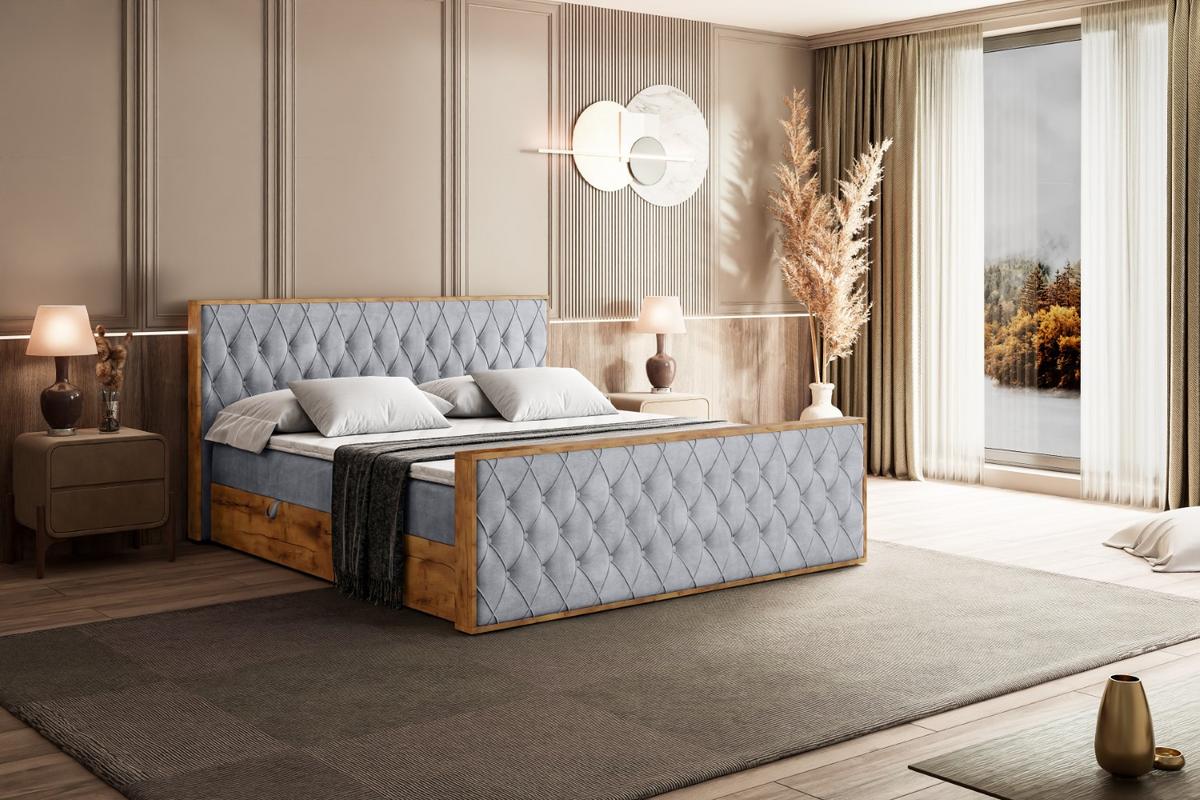 BOXBETT mit Matratze H3 und Lattenrost - LOLLI5-Z - 180x200 - Grau Monolith - Grau, Holzwerkstoff (180/200cm) - ALTDECOR