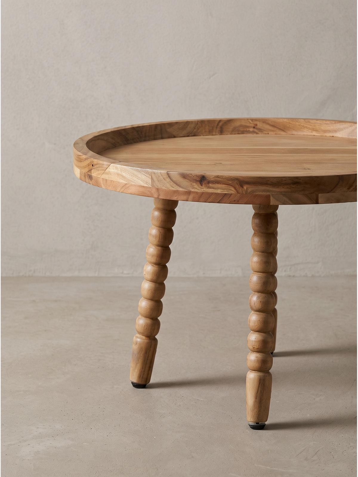 COUCHTISCH MORAVA, Akazie Massivholz, Ø 60 x 40 cm - Braun/Akaziefarben, Akazienholz/Holz (60/60/40cm) - KADIMA DESIGN