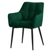 ESSZIMMERSTUHL Dunkelgrün Frotteestoff - Dunkelgrün/Schwarz, Textil/Metall (63/90/57cm) - ML-DESIGN