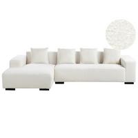 ECKSOFA 4-Sitzer Bouclé Weiß rechtsseitig Lungo - Schwarz/Weiß, Textil (285/160cm) - Beliani