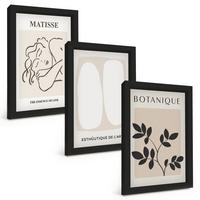 BILDER SET 3er Set - 20x30 cm Schwarzer Rahmen - Matisses stilvolle Pflanzenbilder - Schwarz, Kunststoff (20/30cm) - TULUP