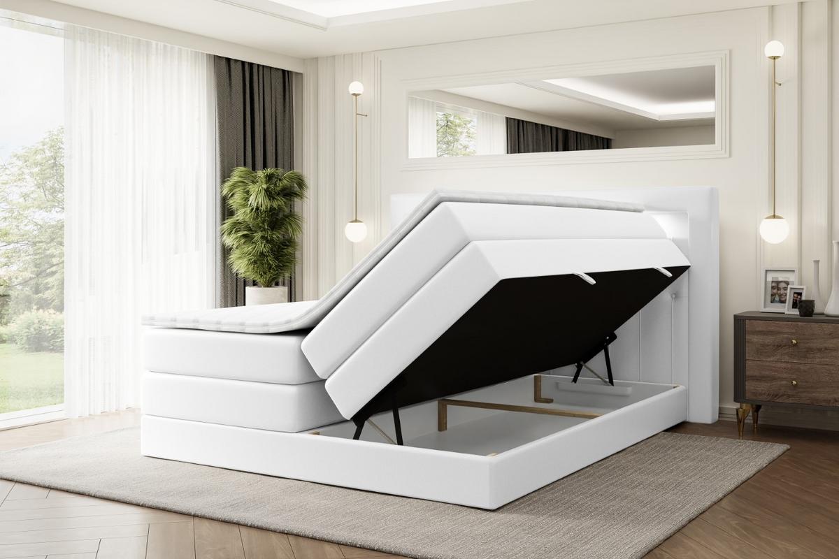 BOXSPRINGBETT NOEL GOLD KING - 140x200 - H3/H4 - Weiß Hochglanz - Weiß Hochglanz, Holzwerkstoff (140/200cm) - ALTDECOR