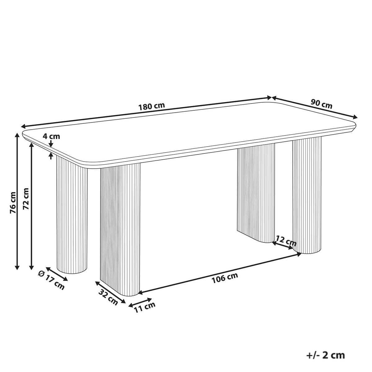 ESSTISCH Travertinoptik 180/90 cm Barroy - Beige, Holzwerkstoff (180/90/76cm) - Beliani
