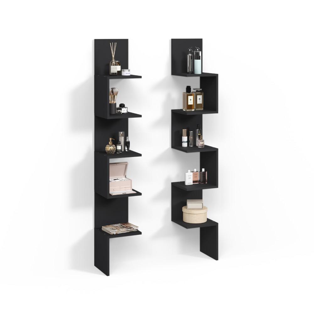 ECKREGAL Vesuvio Schwarz 28 x 175.4 cm 2er Set - Schwarz, Holzwerkstoff (28/175.4/28cm) - Livinity®