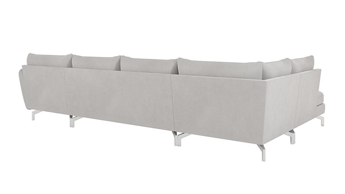 WOHNLANDSCHAFT Elou Silber Luxusmicrofaser - Chromfarben/Silberfarben, Textil/Metall (336/87/200cm) - S-Style