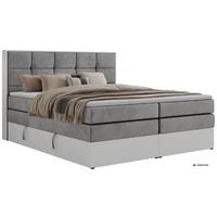 BOXSPRINGBETT ALVIT KING 140/200 - Hellgrau Velvet - Topper Visco - H3 - Hellgrau/Schwarz, Kunststoff/Textil (140/200cm) - MKS