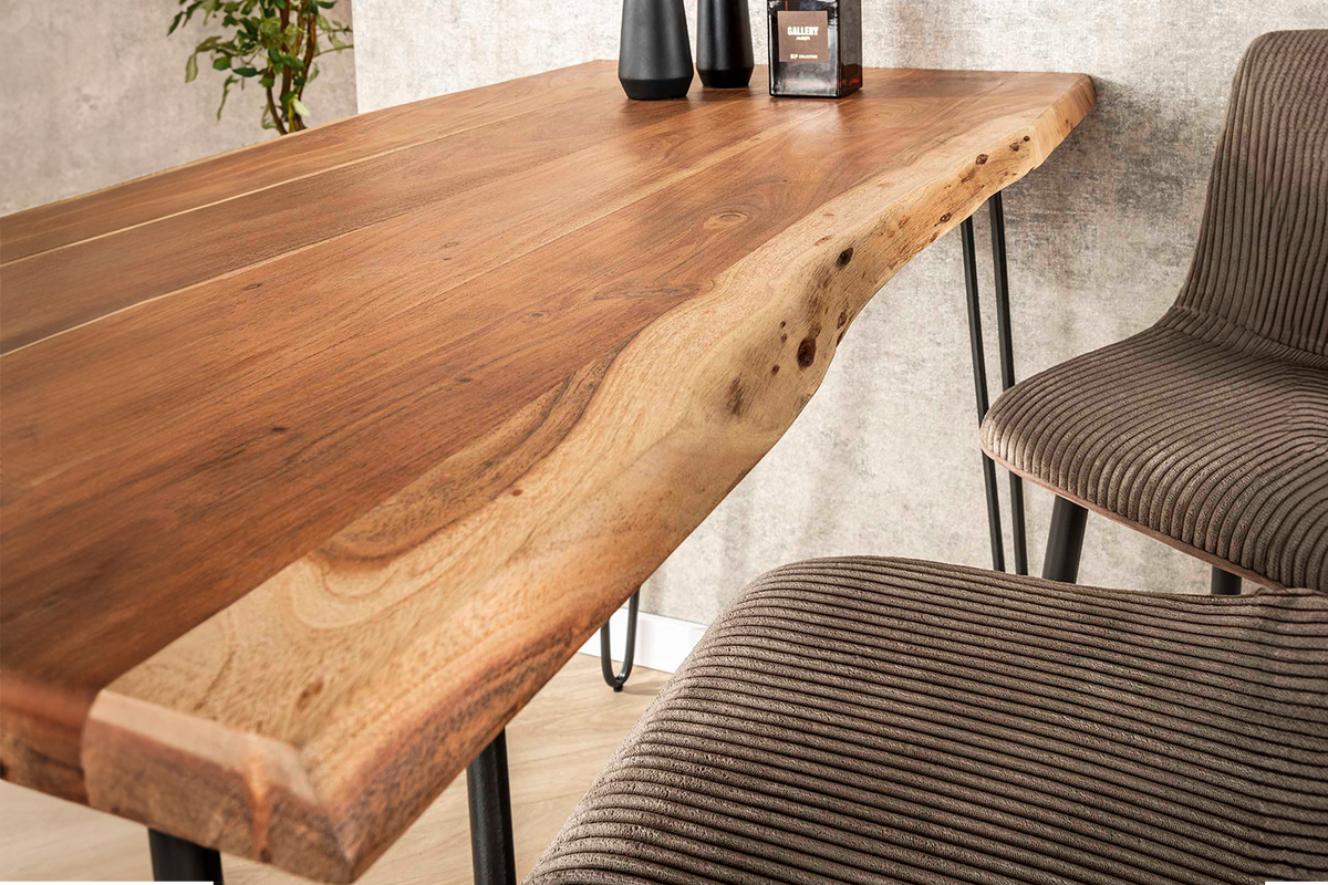 BARTISCH ERGEA Holz Akazie - Zwetschgeholzfarben/Schwarz, Holz/Metall (70/130/92cm) - KAWOLA