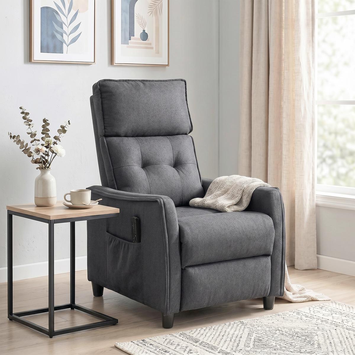 MASSAGERELAXSESSEL Leinen Grau - Grau, Kunststoff/Textil (69/104/93cm) - HOMCOM