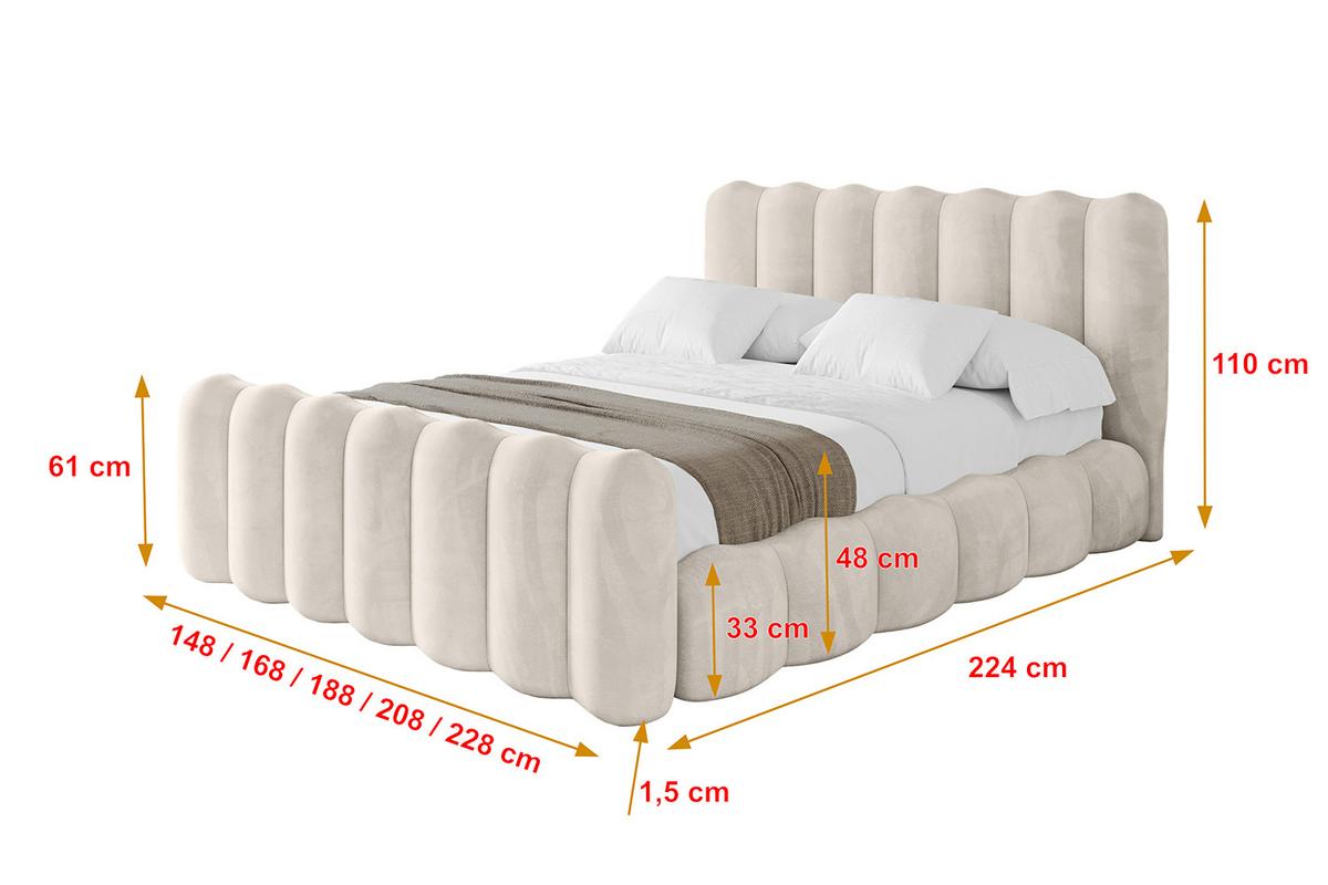 POLSTERBETT mit Bettkasten, Fußteil und Lattenrost, Bett mit Matratze H3/H4 - SORA-Z 180x200 Beige - Beige, Holzwerkstoff/Textil (180/200cm) - ALTDECOR
