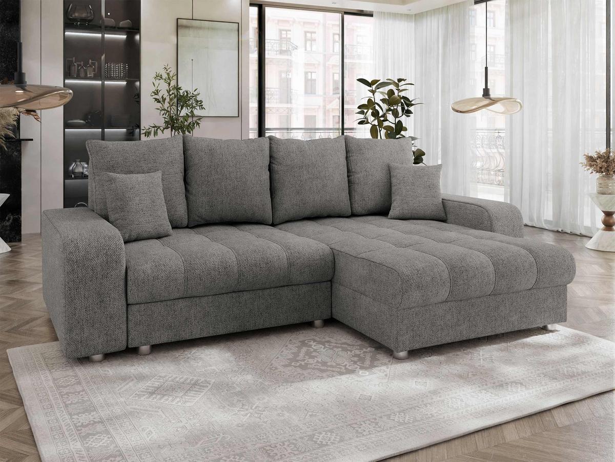 ECKSOFA Kronos - Dunkelgrau/Silberfarben, Holz/Textil (250/166cm) - MIRJAN24