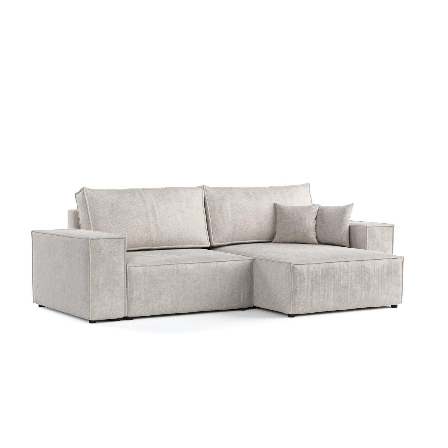 ECKSOFA CAVO mit Schlaffunktion Hellbeige im Wind Stoff - Beige/Schwarz, Holz/Holzwerkstoff (255/148cm) - AltaBeds