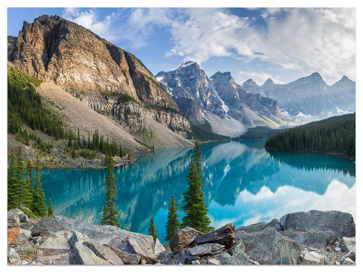 FOTOTAPETE für Wohnzimmer Bergsee Landschaft 3D 350x256 - Beige/Braun, Papier (350/256cm) - Muralo