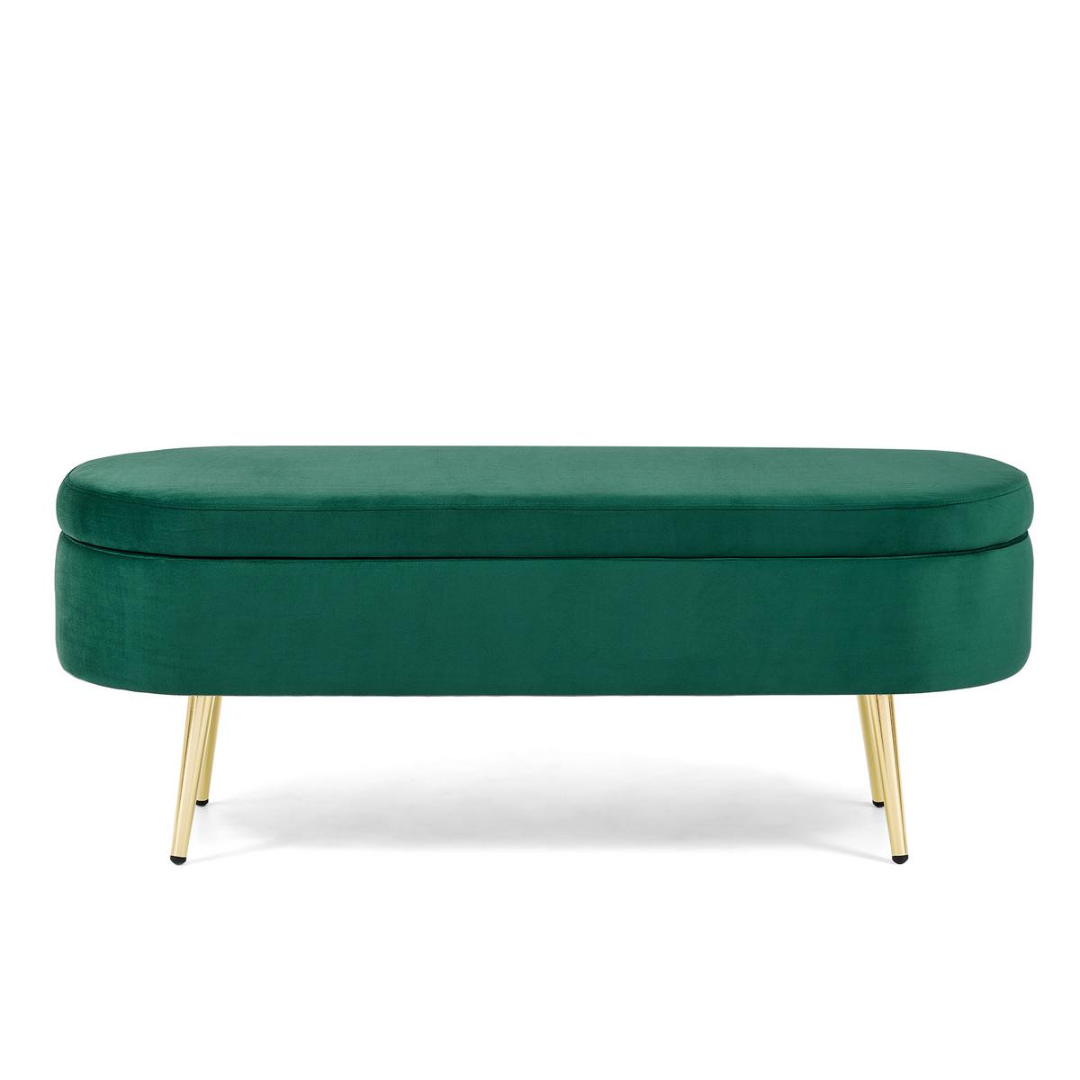 AUFBEWAHRUNGSTRUHE velvet & gold 110 cm - Dunkelgrün, Textil (110/42/40cm) - Urban Meuble