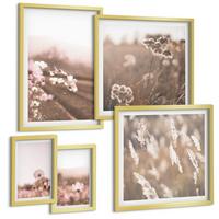 BILDER SET 5er Set - 50x50 cm & 20x30 cm & 40x60 cm Goldrahmen - Wildblumen auf den Wiesen im Sommer - Goldfarben, Kunststoff (40/60cm) - TULUP