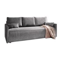 BETTSOFA MESTOR Grau Kordstoff mit Schlaffunktion - Grau, Textil (206/83/87cm) - MASSENO