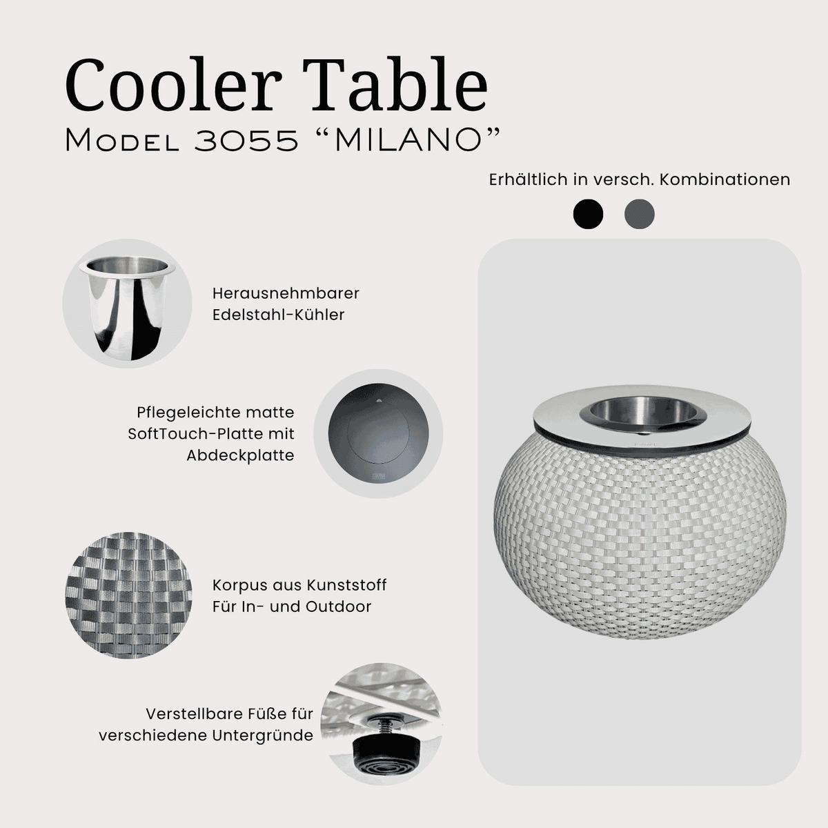 3-IN-1 LOUNGETISCH MIT EDELSTAHL-KÜHLER Milano Champagner 40 cm - Champagner, Kunststoff/Metall (55/55/40cm) - COOTAB Cooler Table