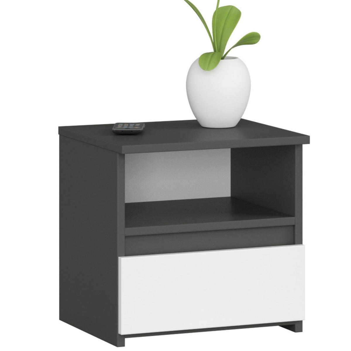 NACHTTISCH Graphit Grau, Weiß 40/40/35 - Graphitfarben/Weiß, Holzwerkstoff (40/40/35cm) - RAUMHIRSCH FURNITURE