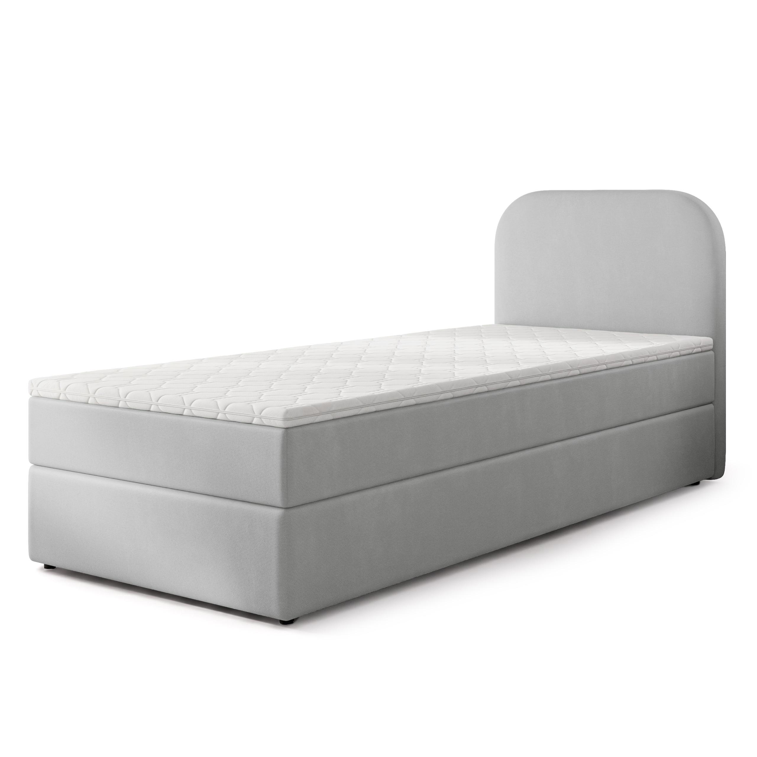 BOXBETT CERIA 100x200 cm mit Matratze und Topper - Hellgrau - Hellgrau, Holz/Textil (100/200cm) - MASSENO