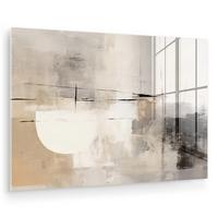 ACRYLGLASBILD Abstrakt - Kunst - Grau Room Decor 90x60 cm - Hellgrau, Glas (90/60cm) - MuchoWow